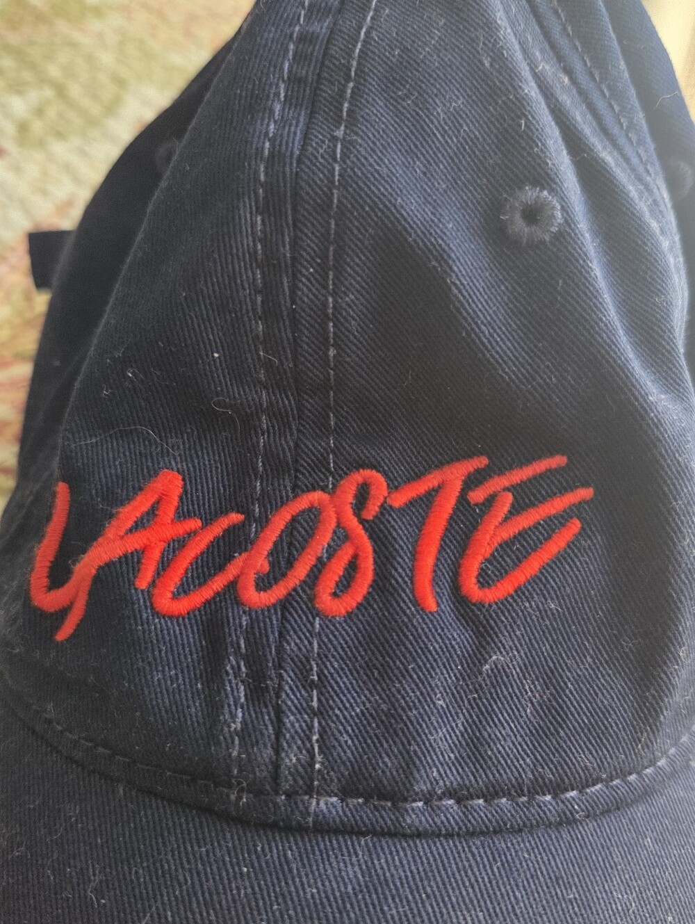 Lacoste Navy Cap with Red Script Logo - Picture 2 of 10